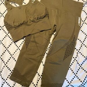 Gymshark Olive Seamless High-Waist Leggings & Padded Sports Bra Set